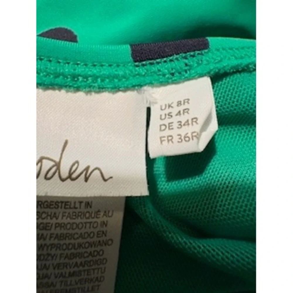 Boden Spot Talamanco Polka Dot One Piece Swimsuit 4 Green Ruched V-Neck Retro